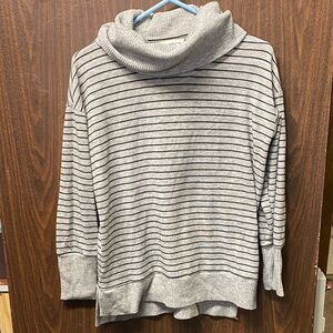 Liz Claiborne Gray Striped Cowl Neck Sweater